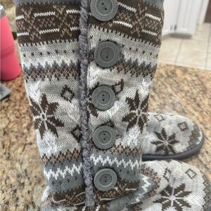 Muk Luks Knit Boots with Geometric Pattern